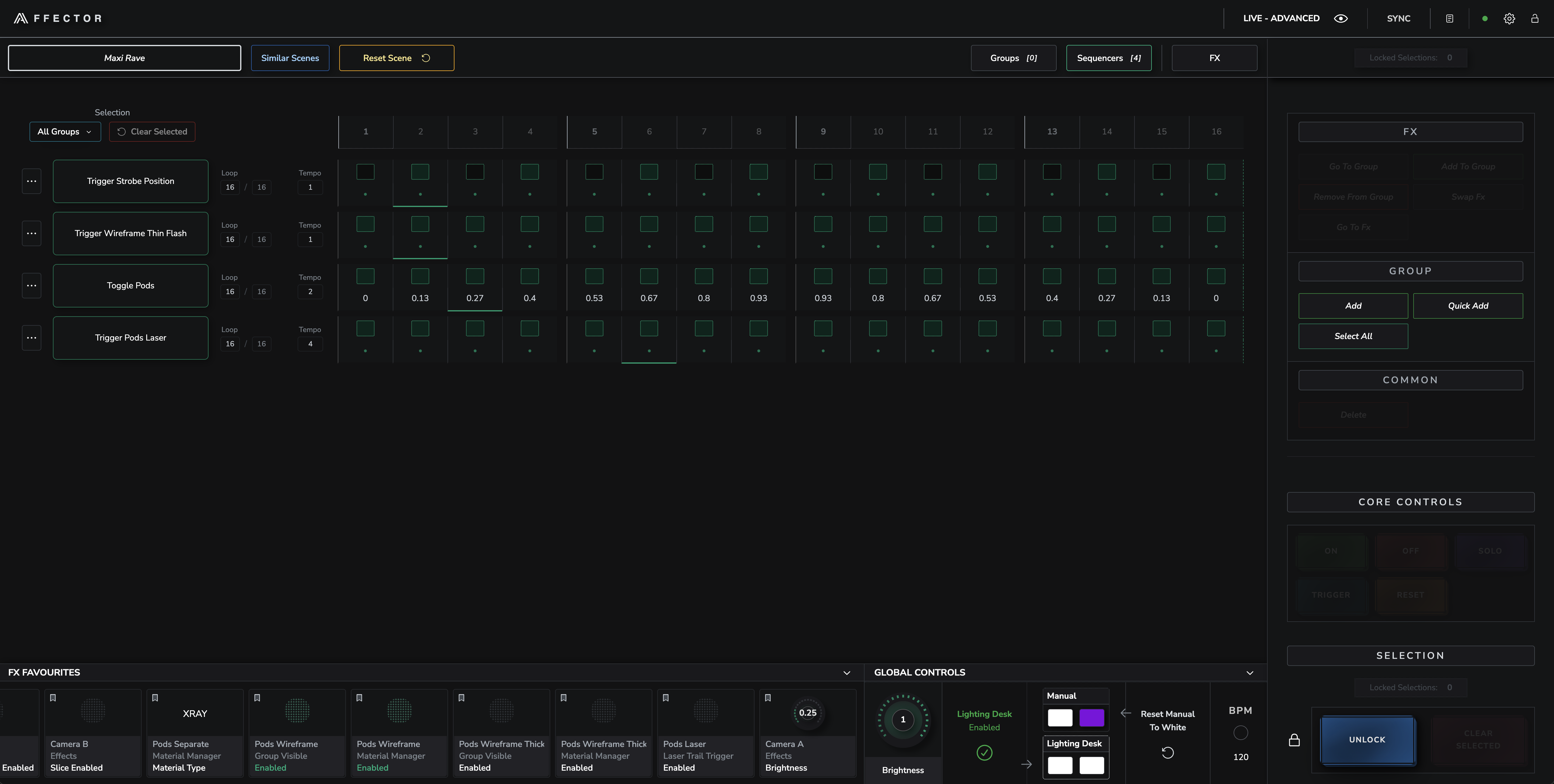 Affector - step sequencer automation page